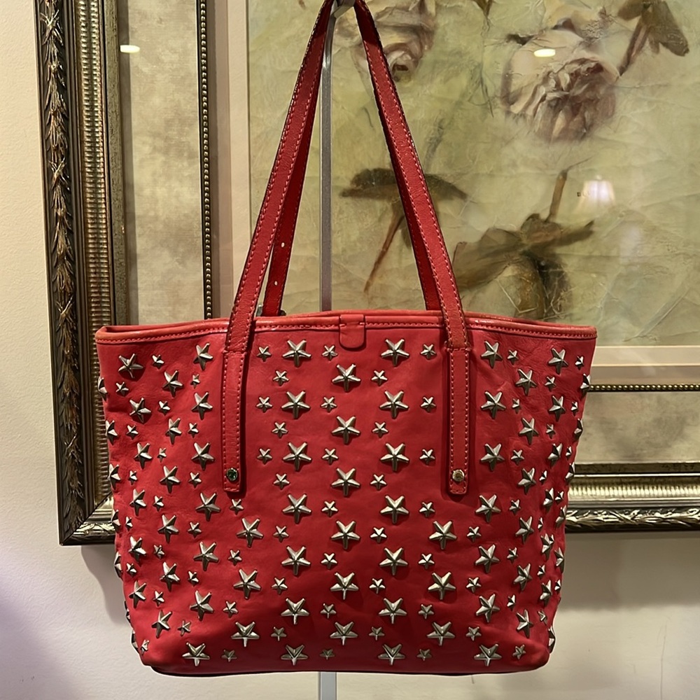 Jimmy Choo Pink Leather Star Tote Bag - Picture 14 of 16
